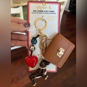 Piper K dachshund Keychain Bag Charm with Heart and AirPod Case